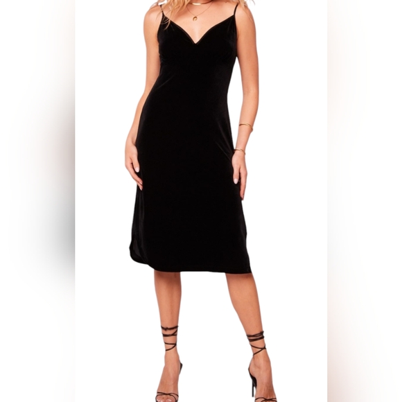 NWT Band of the Free Size Medium Girl Crush Black Velvet Back-Tie Midi Dress - Picture 1 of 16